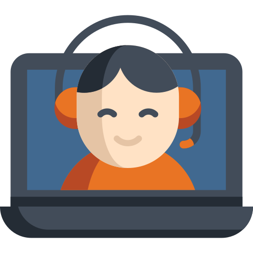 smiling person wearing headphones inside of a laptop